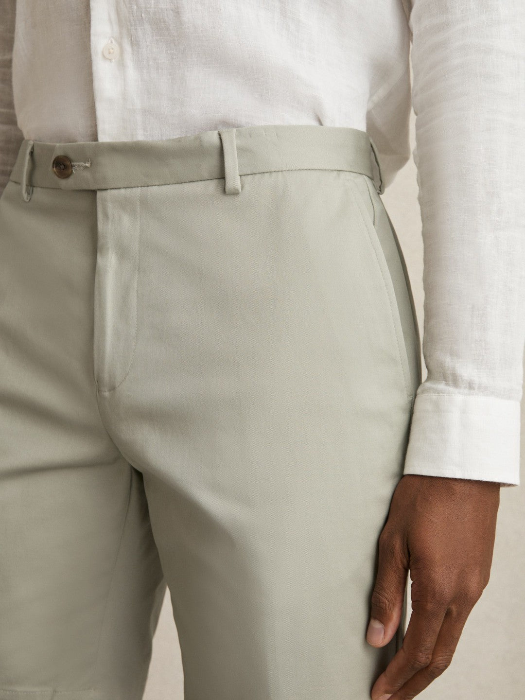 Cotton Chino Shorts With Stretch Soft Sage | Mens