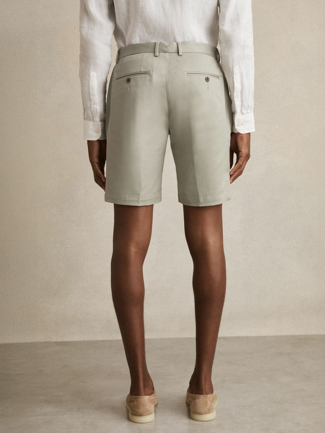 Cotton Chino Shorts With Stretch Soft Sage | Mens
