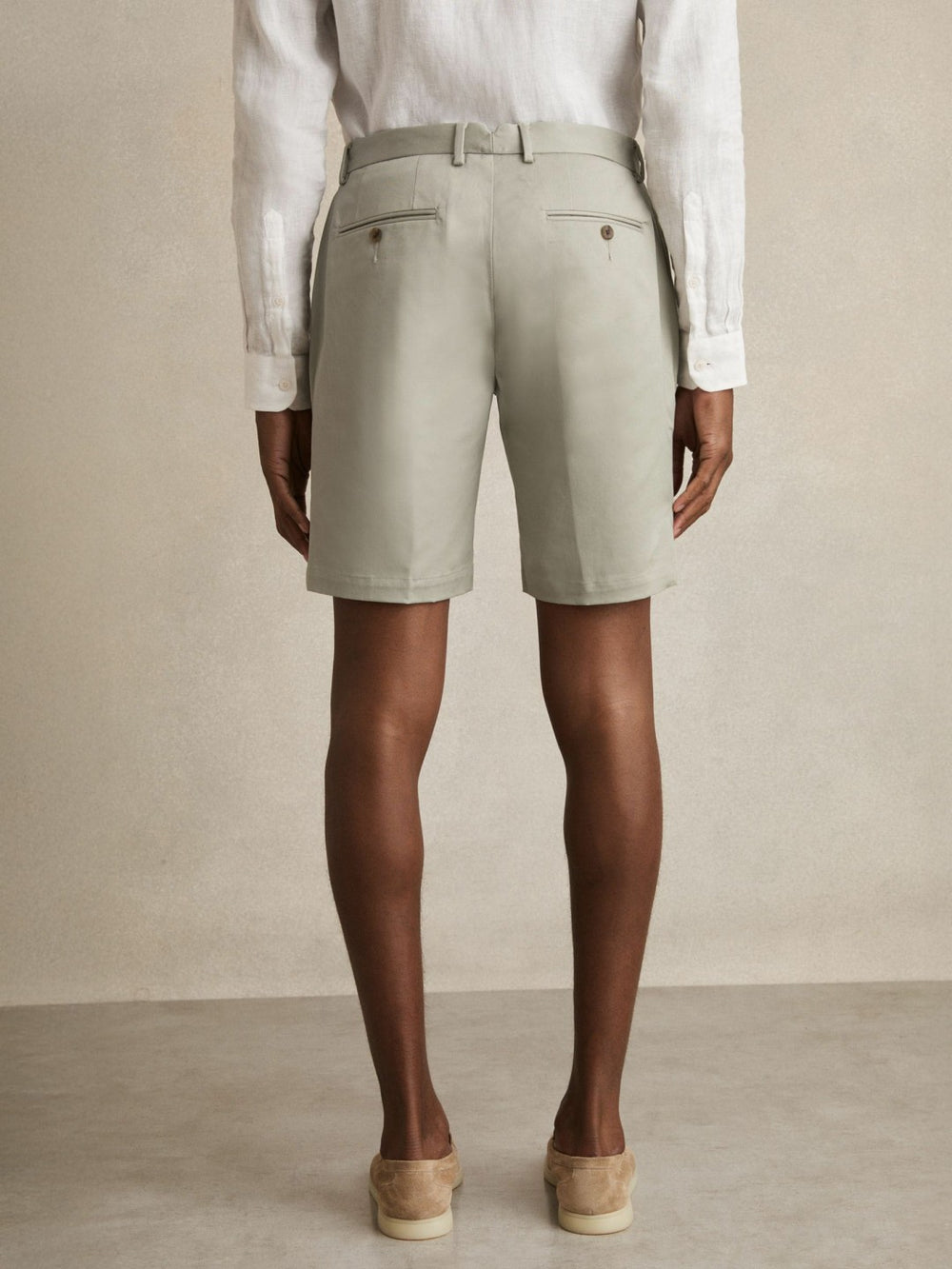 Cotton Chino Shorts With Stretch Soft Sage | Mens