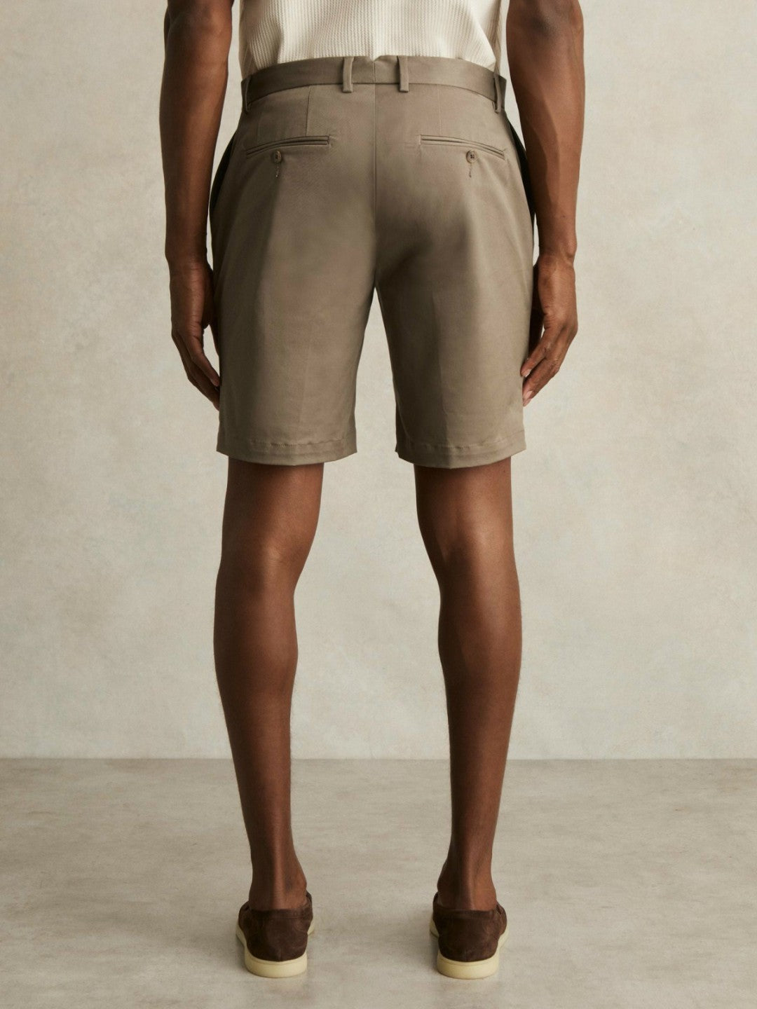 Oe Hampton Cotton Chino Shorts with Stretch Taupe | Mens