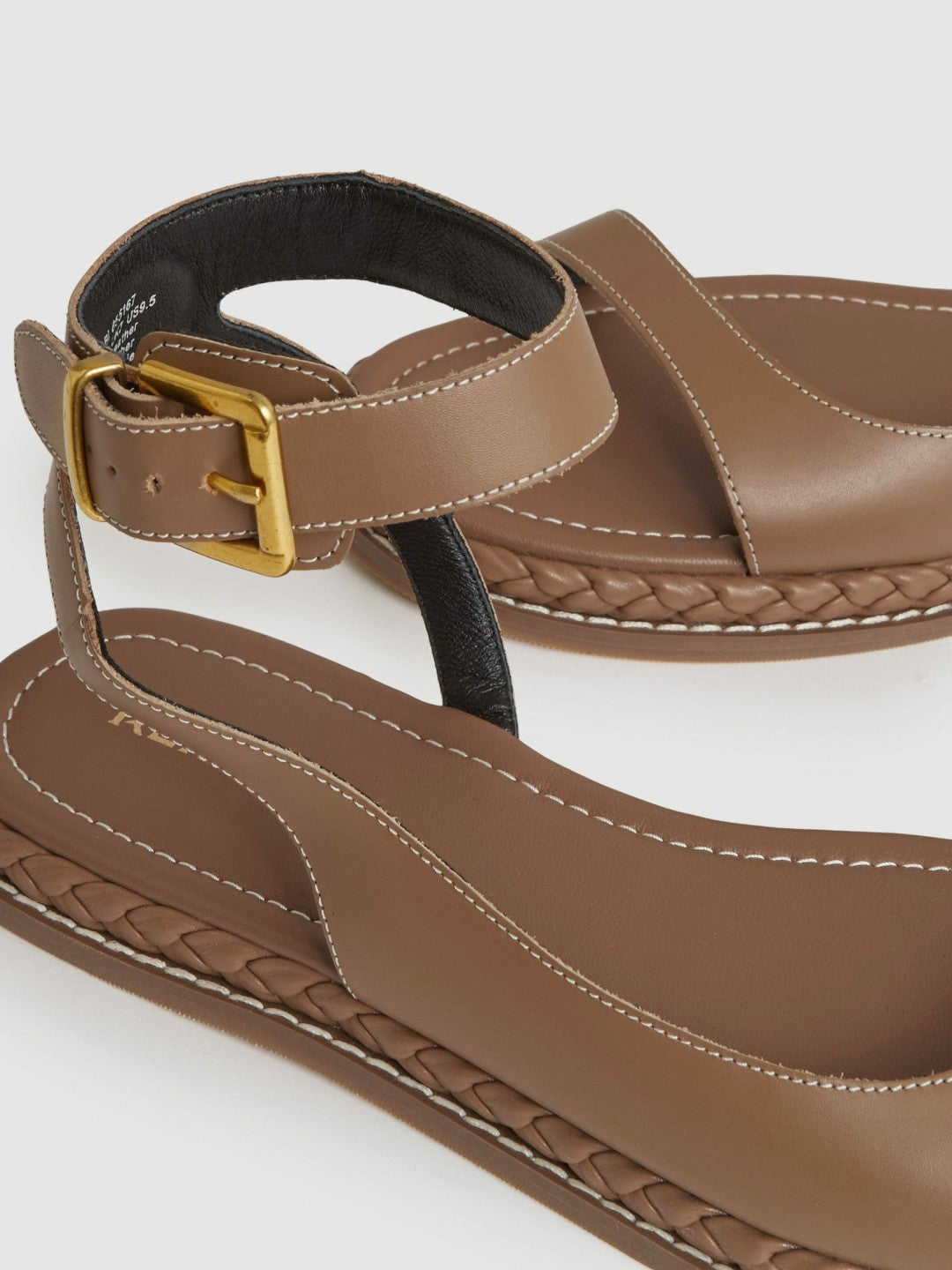 Leather Plait Detail Sandals Tan | Womens