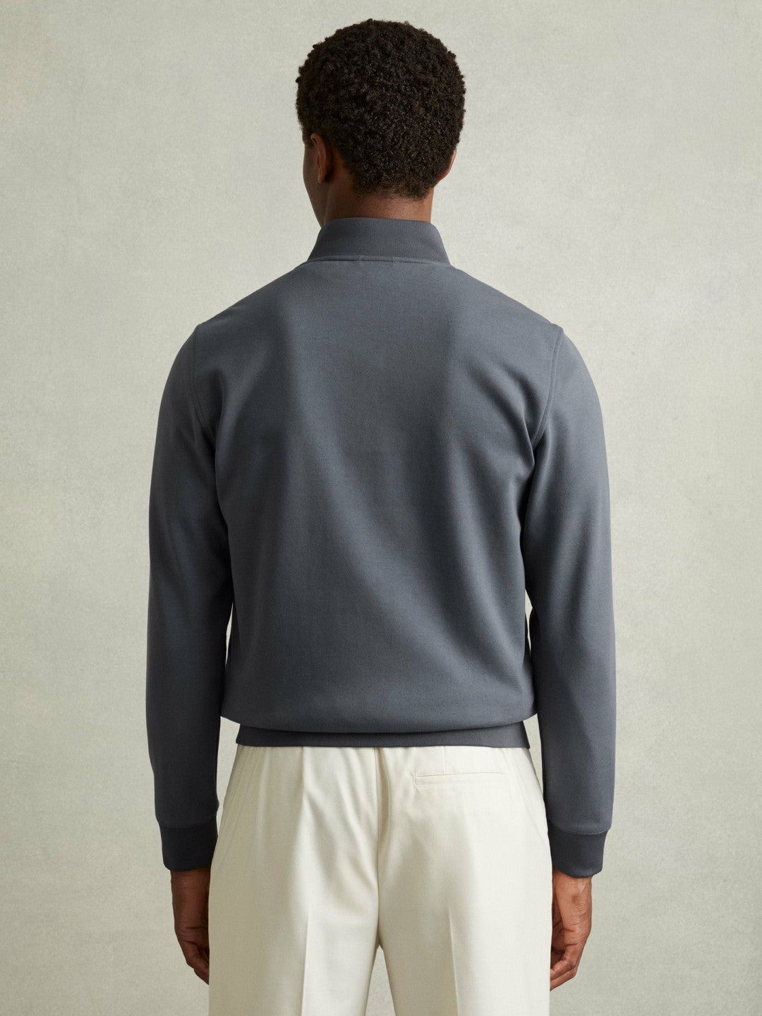 Hybrid Quilt and Knit Zip-Through Jacket Airforce Blue | Mens