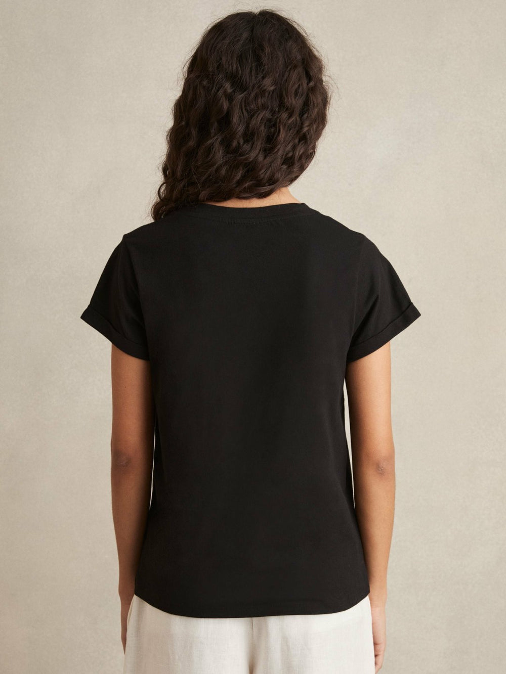 Cotton-Jersey V-Neck T-Shirt Black | Womens