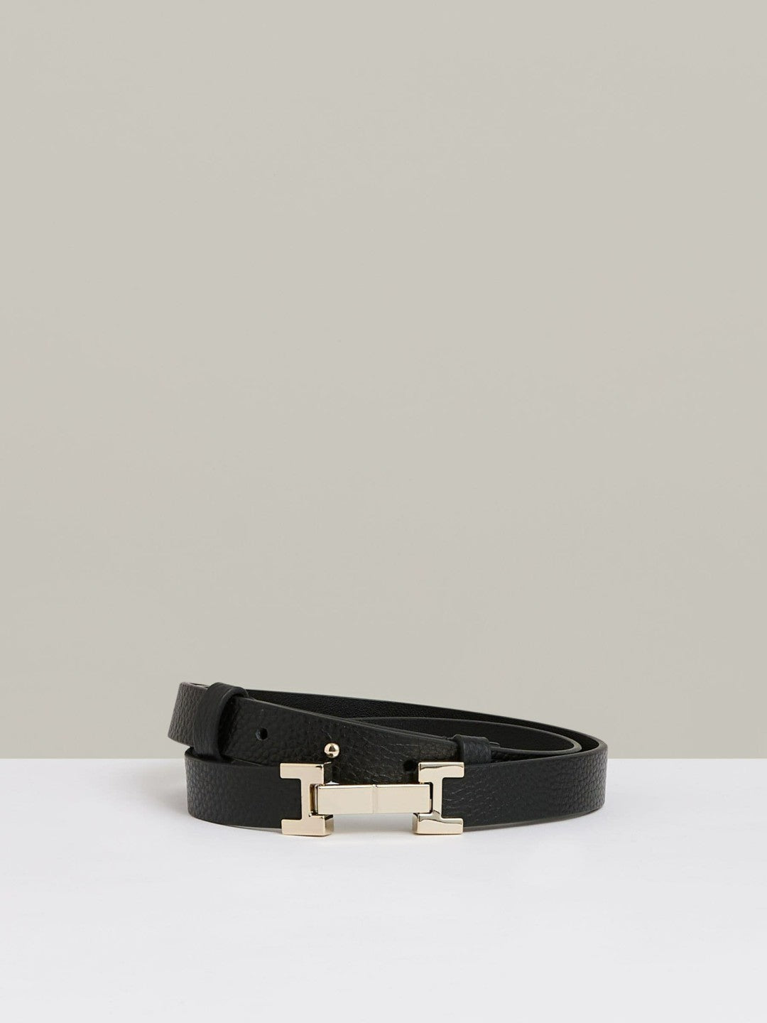 Leather Square Hinge Belt Black | Womens