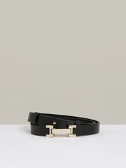 Leather Square Hinge Belt Black | Womens