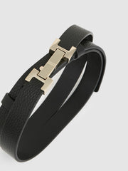 Leather Square Hinge Belt Black | Womens