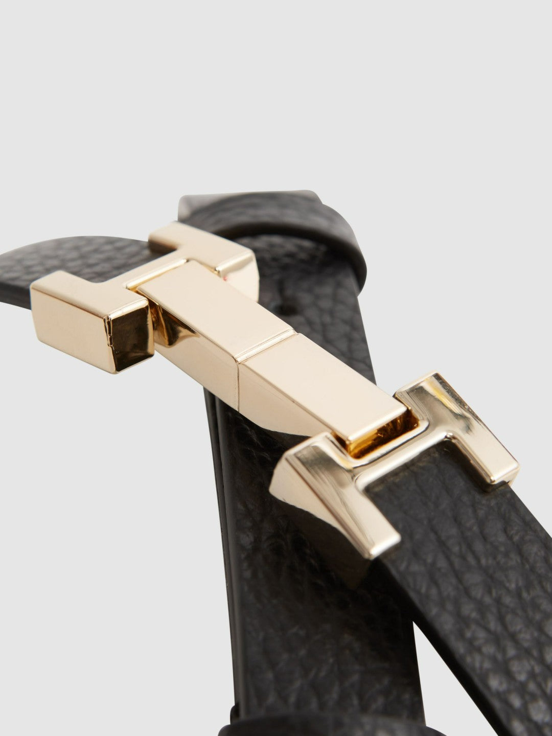 Leather Square Hinge Belt Black | Womens