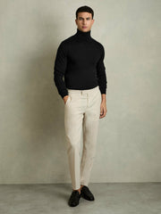 Slim Fit Merino Wool Roll Neck Jumper Black | Mens