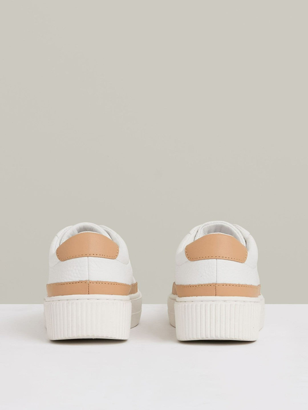 Grained Leather Platform Trainers Camel/White | Womens