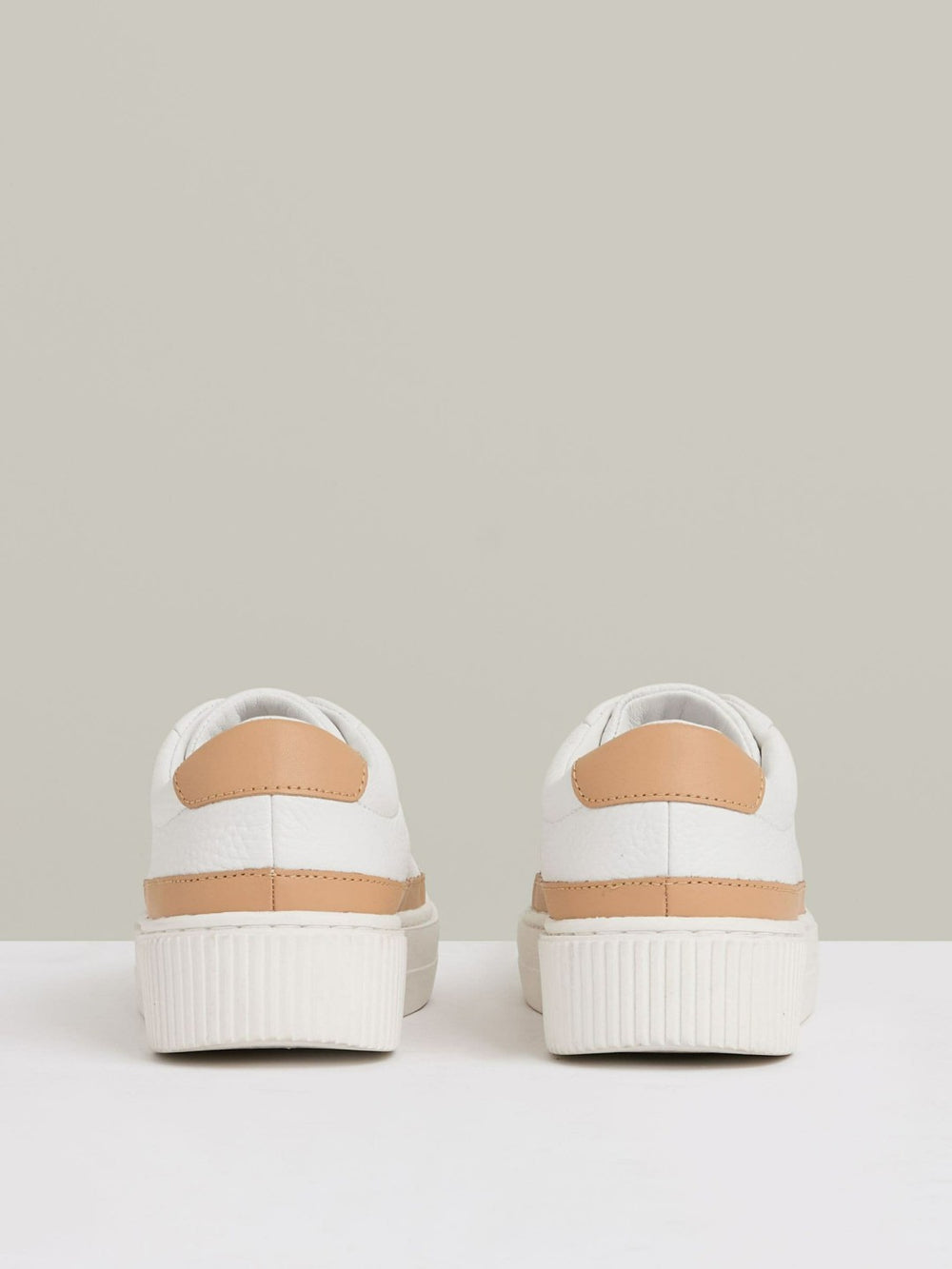 Grained Leather Platform Trainers Camel/White | Womens