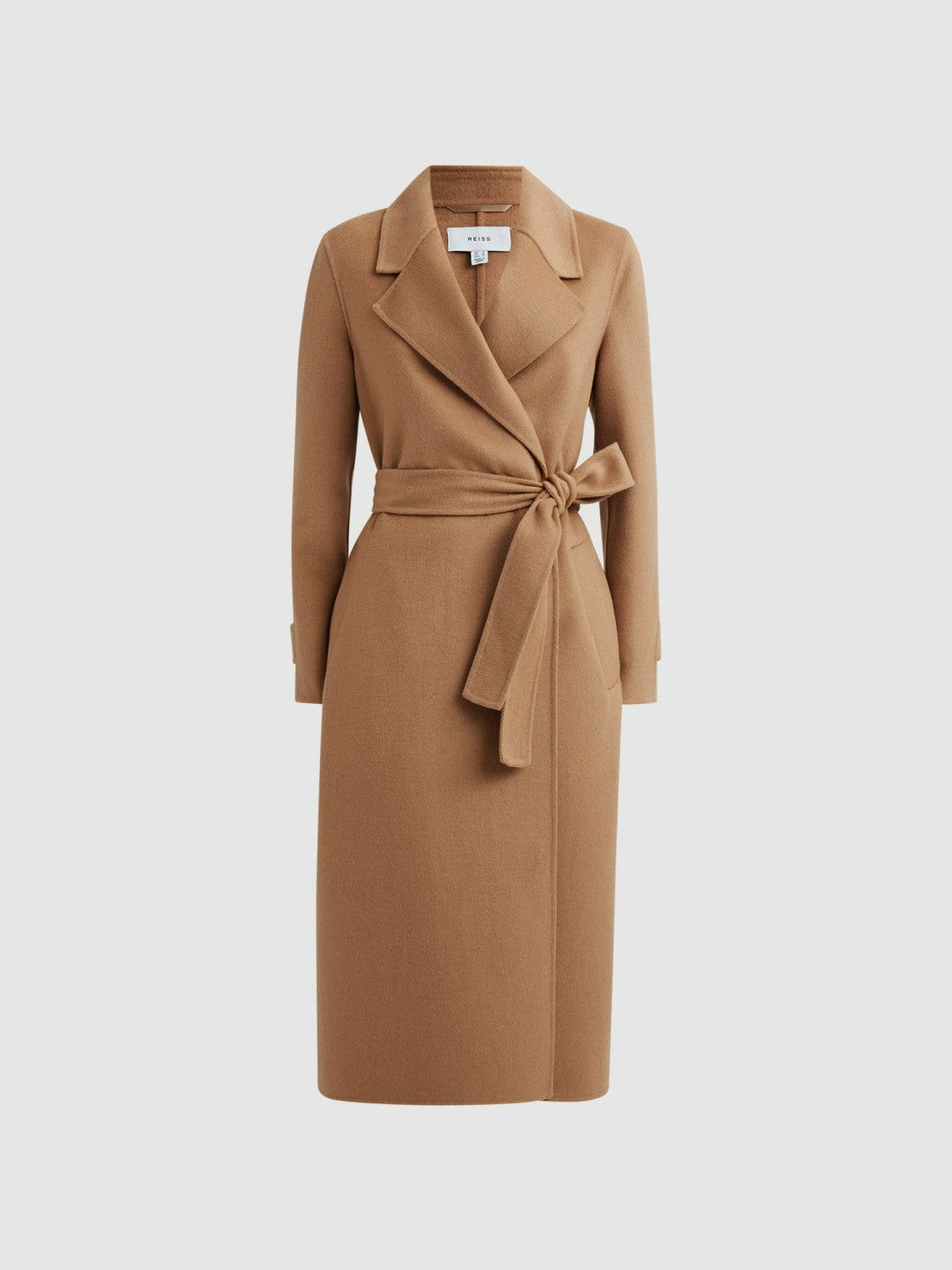 Wool Blend Belted Blindseam Coat Camel | Womens