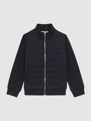 3-9 yrs Funnel Neck Quilted Hybrid Jacket Navy | Children