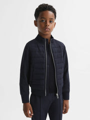 3-9 yrs Funnel Neck Quilted Hybrid Jacket Navy | Children