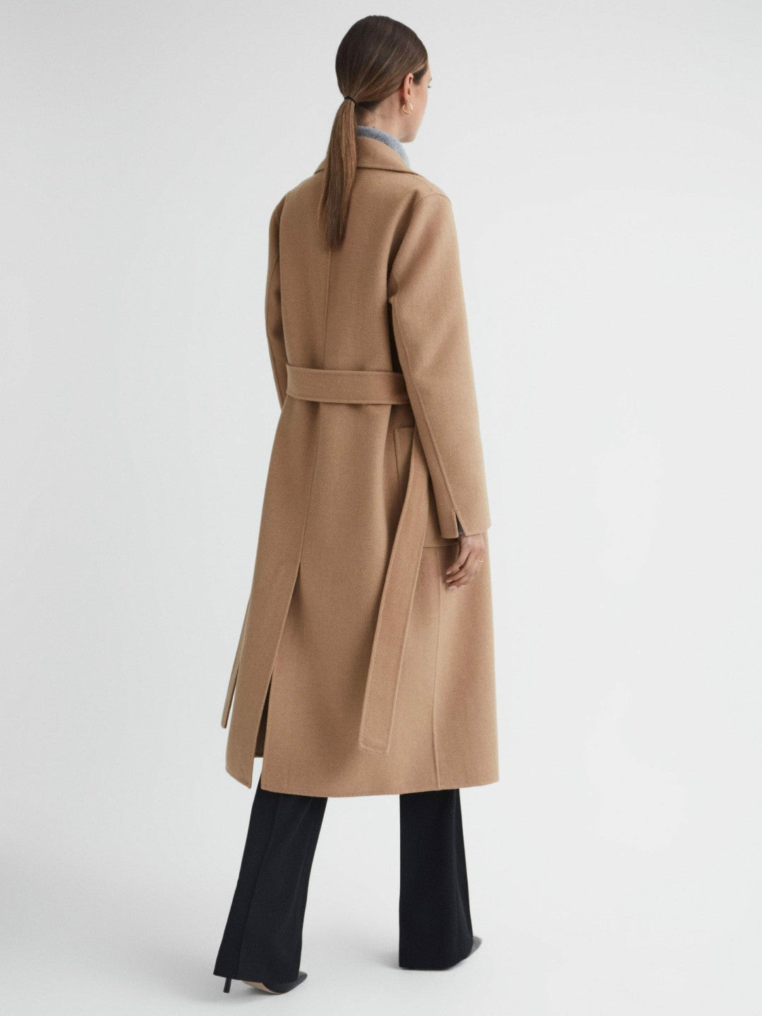 Long Wool Blend Blindseam Coat Camel | Womens