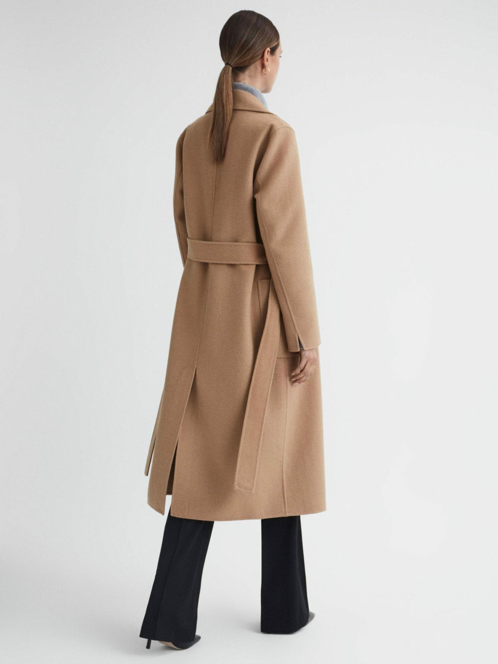Long Wool Blend Blindseam Coat Camel | Womens