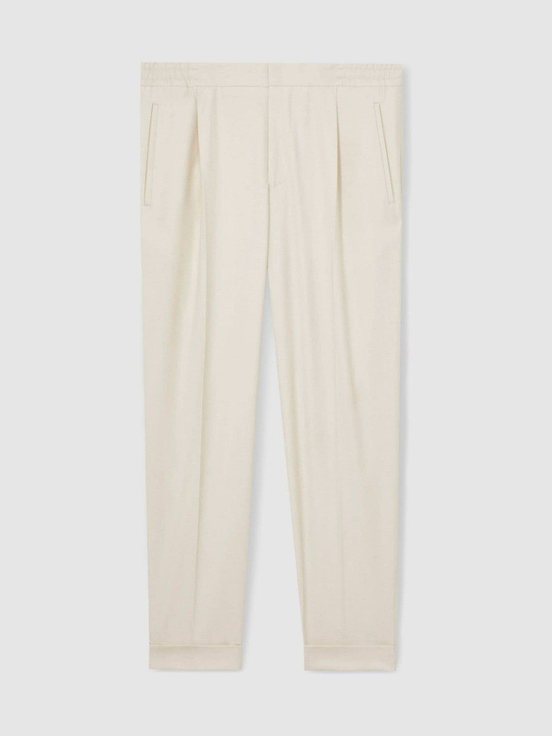 Relaxed-Fit Pleated Tapered Trousers Ecru | Mens