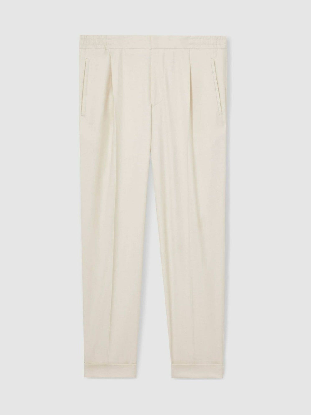 Relaxed-Fit Pleated Tapered Trousers Ecru | Mens
