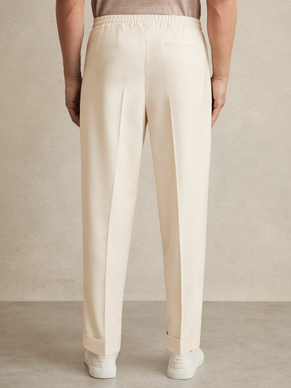 Relaxed-Fit Pleated Tapered Trousers Ecru | Mens