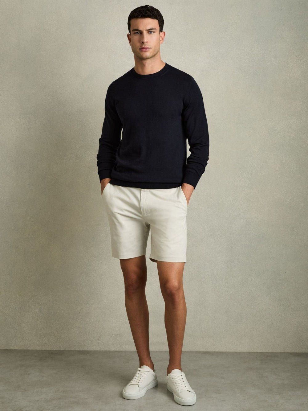 Short Length Casual Chino Shorts Chalk | Mens