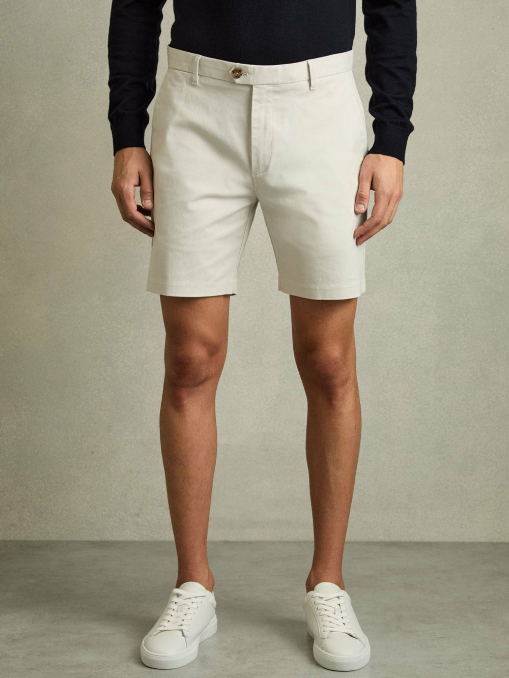 Short Length Casual Chino Shorts Chalk | Mens