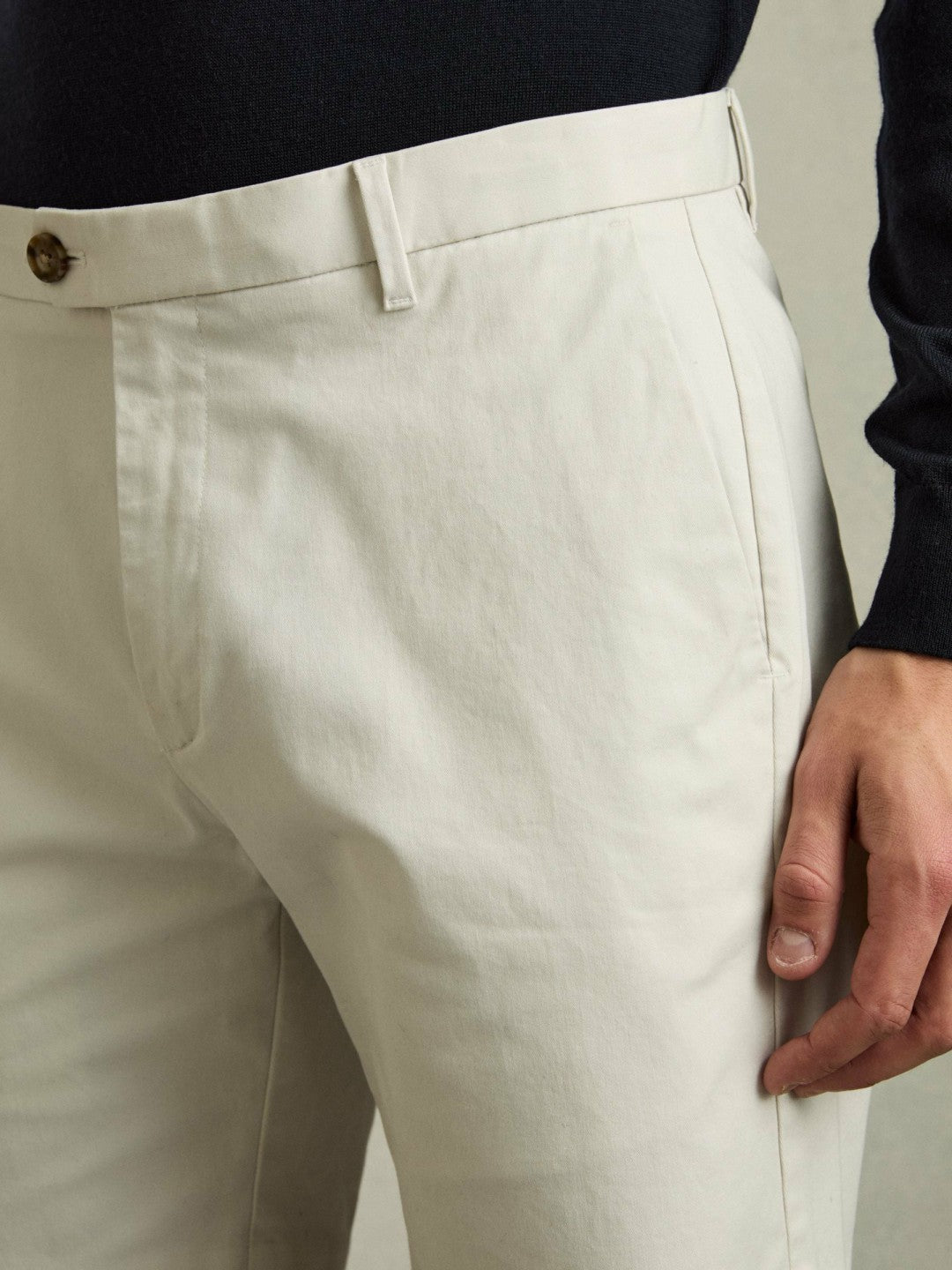 Short Length Casual Chino Shorts Chalk | Mens