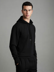 Interlock Jersey Drawstring Hoodie Black | Mens