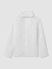 3-9 yrs Striped Linen Cutaway Collar Shirt White | Children