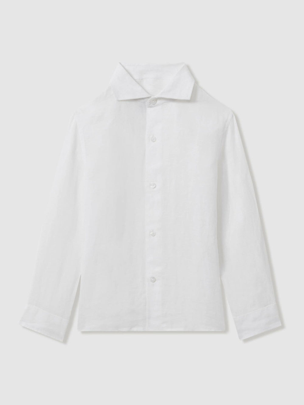 9-13 yrs Striped Linen Cutaway Collar Shirt White | Children