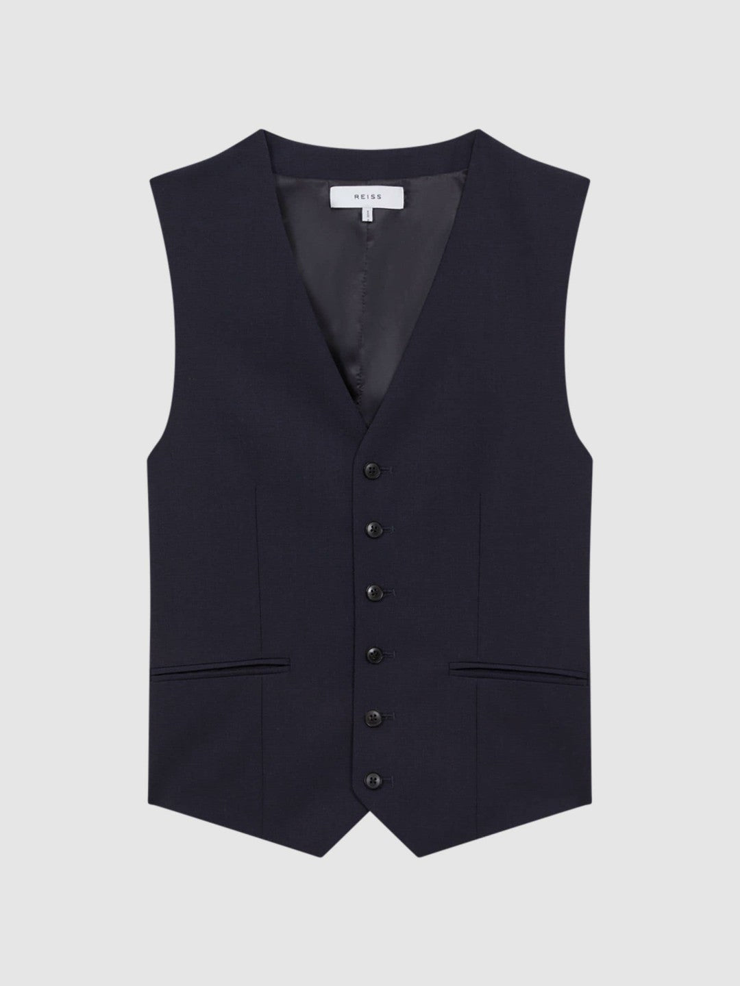 Modern Fit Wool Blend Waistcoat Navy | Mens