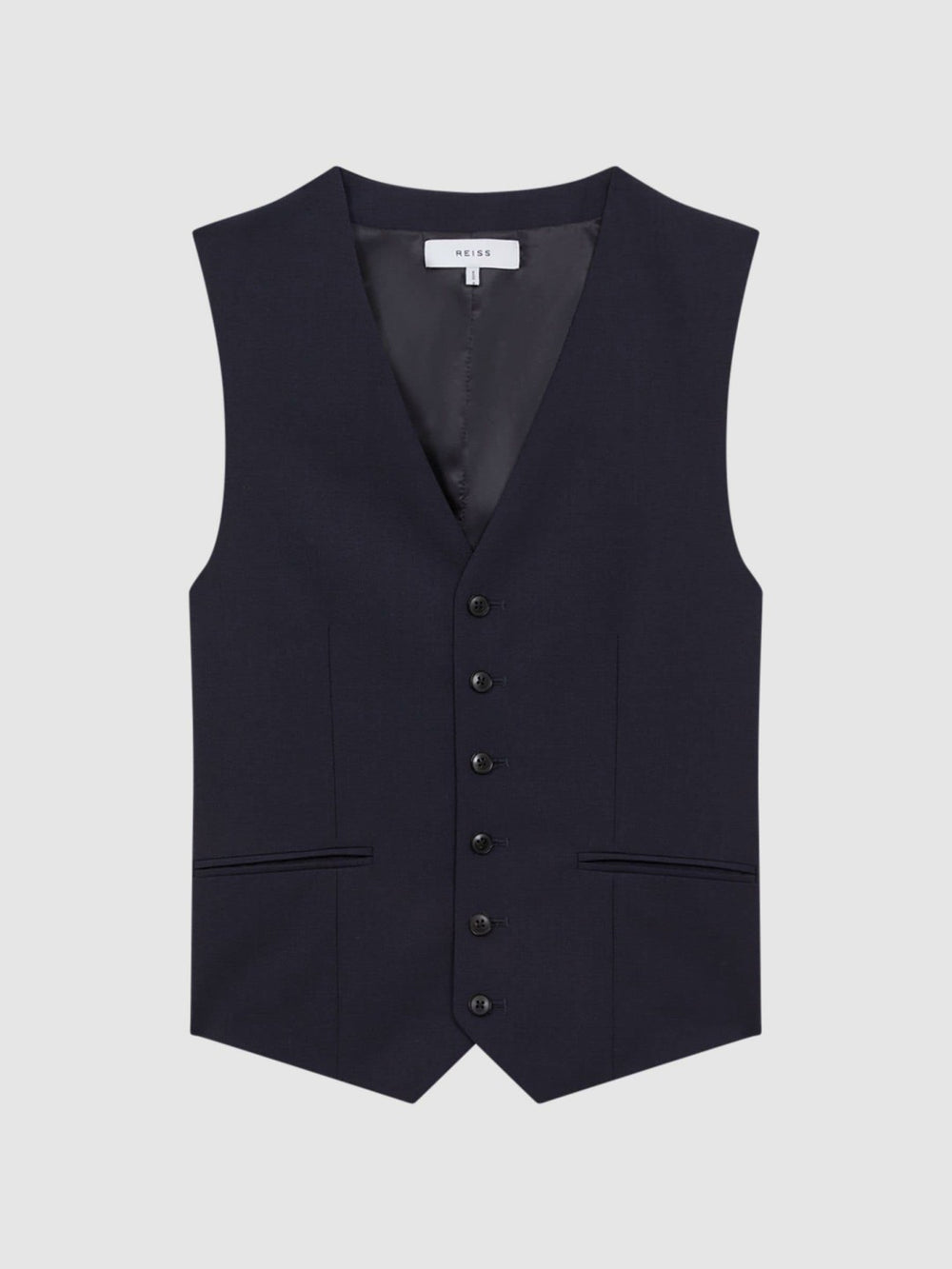 Modern Fit Wool Blend Waistcoat Navy | Mens