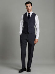 Modern Fit Wool Blend Waistcoat Navy | Mens