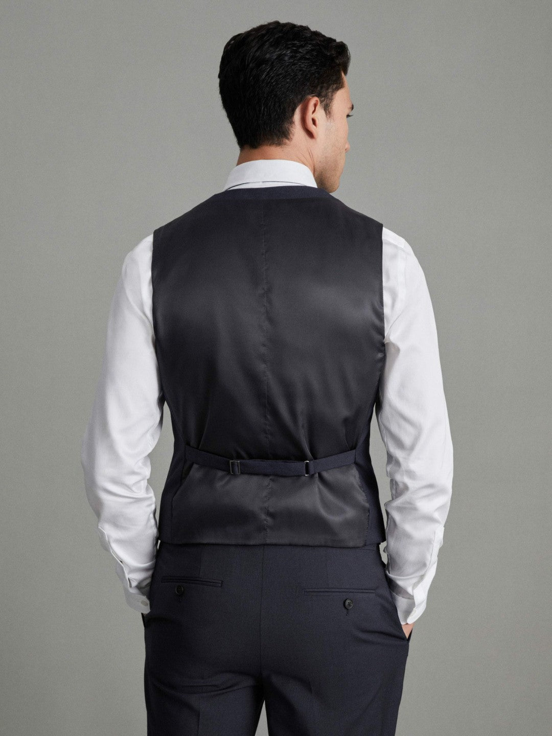 Modern Fit Wool Blend Waistcoat Navy | Mens