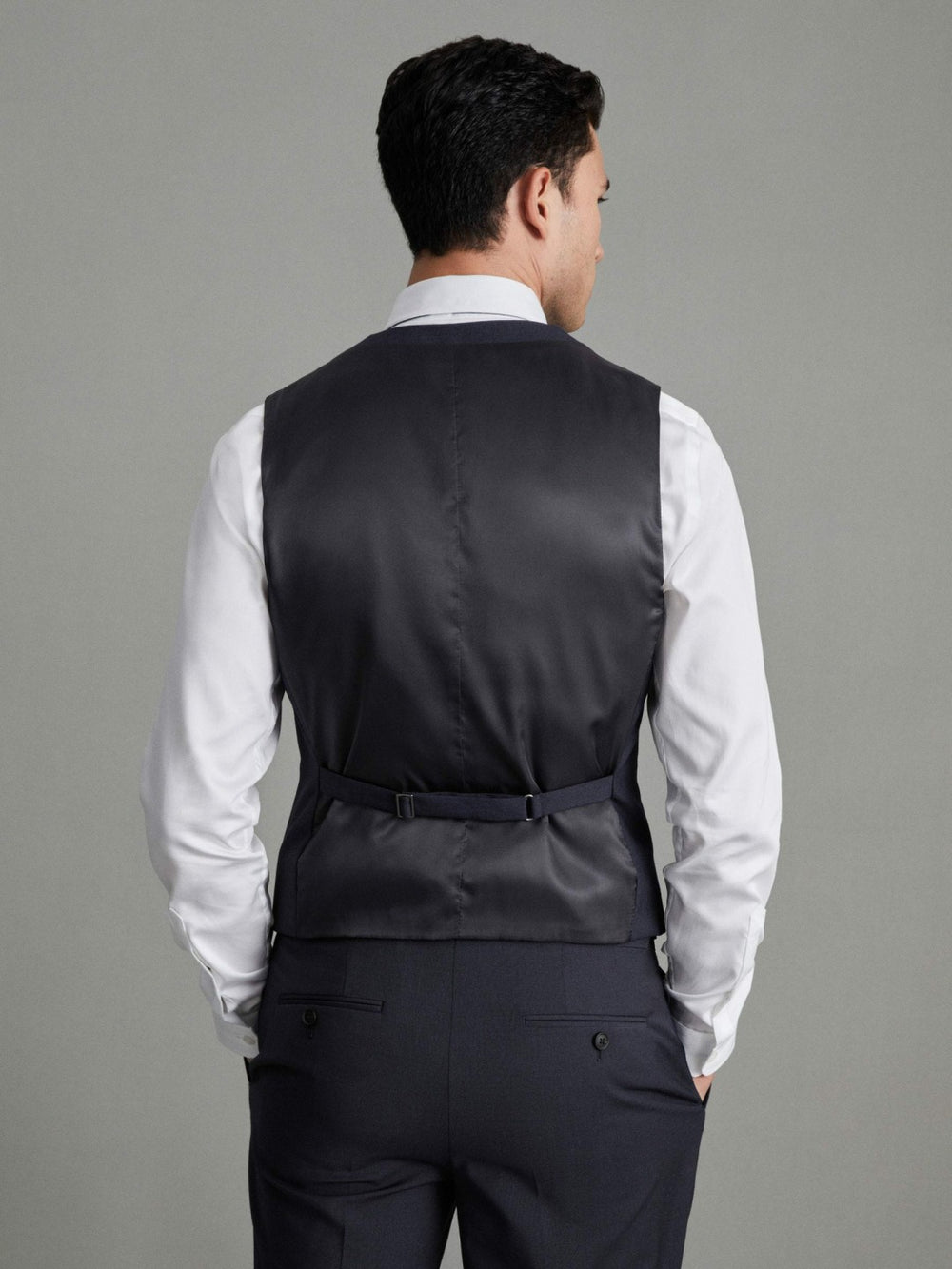 Modern Fit Wool Blend Waistcoat Navy | Mens