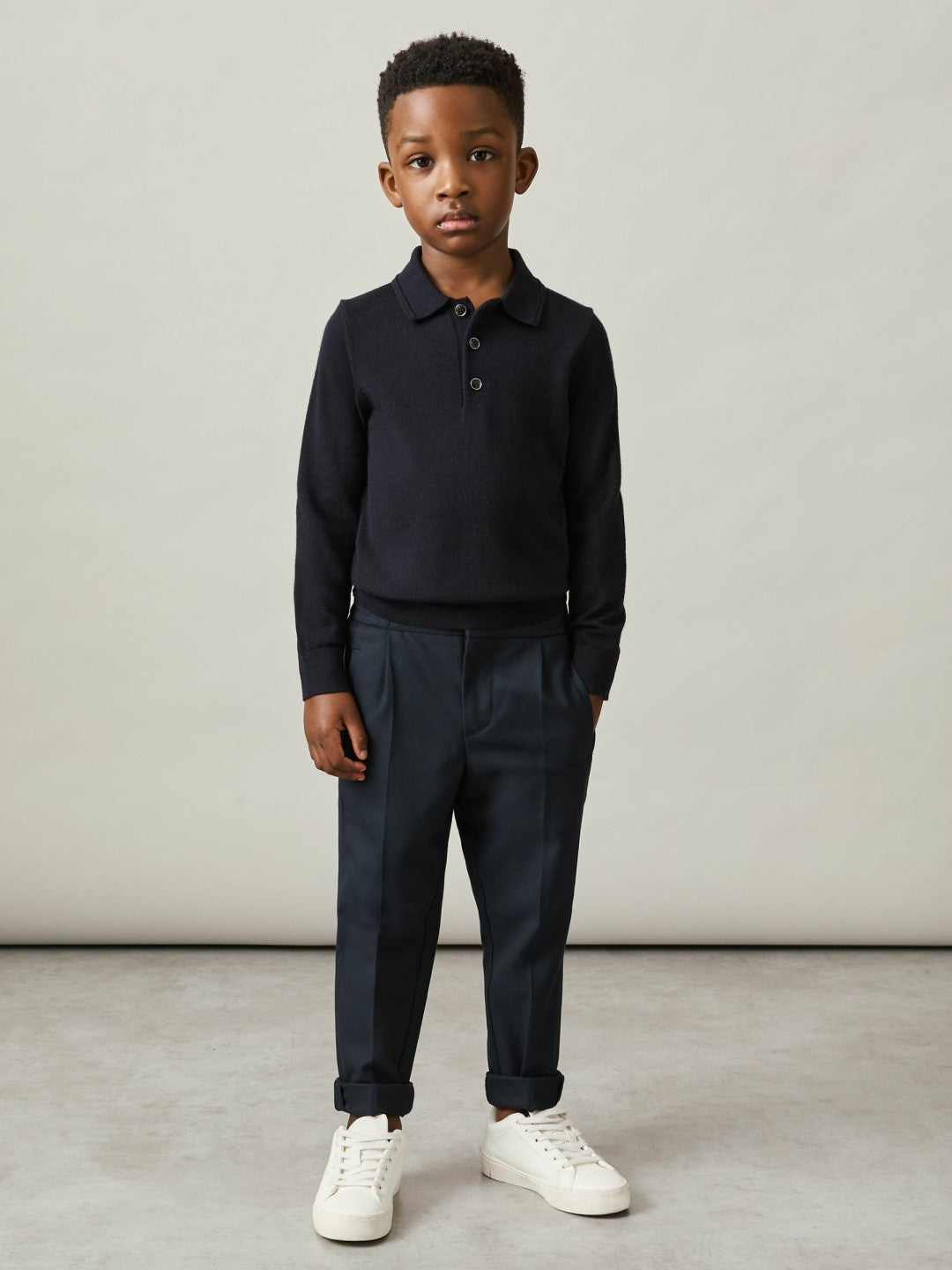 3-9 yrs Merino Wool Polo Shirt Navy | Children