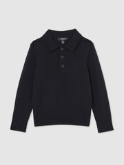 3-9 yrs Merino Wool Polo Shirt Navy | Children