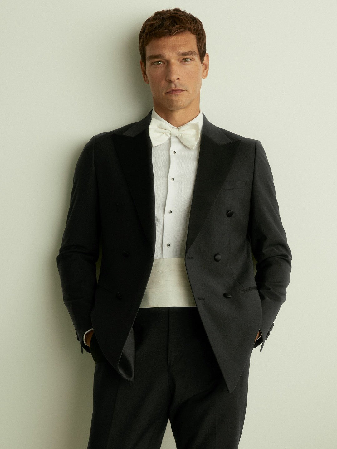Double Breasted Tuxedo Slim Fit Jacket Black | Mens