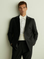 Double Breasted Tuxedo Slim Fit Jacket Black | Mens