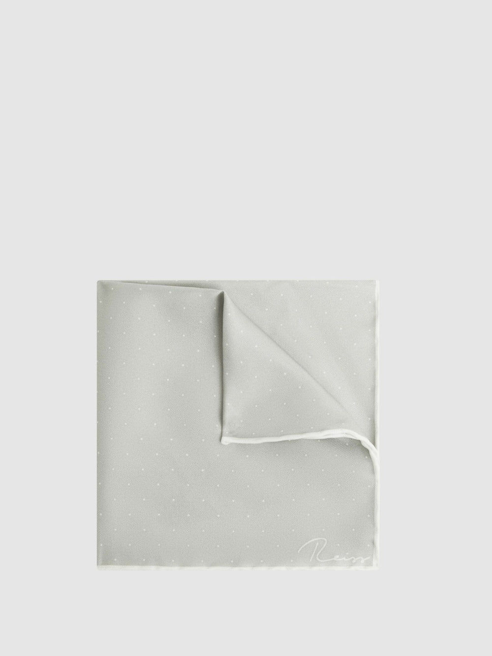 Polka Dot Silk Pocket Square Silver | Mens