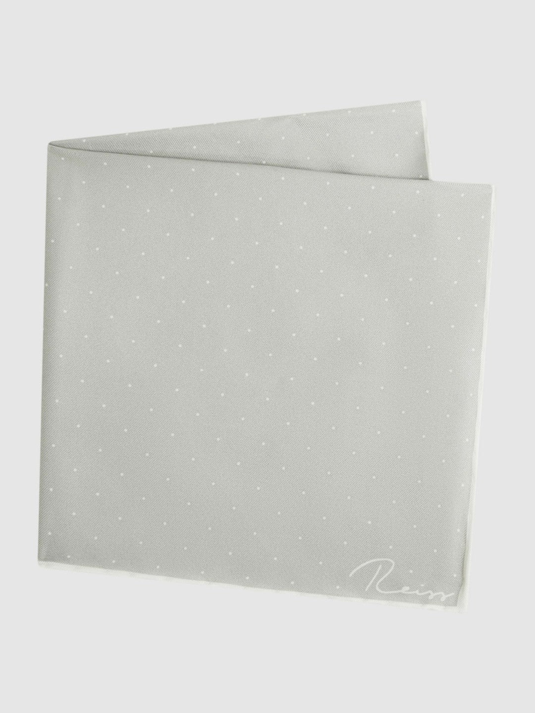 Polka Dot Silk Pocket Square Silver | Mens