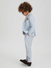 9-13 yrs Slim Fit Linen Adjustable Trousers Soft Blue | Children