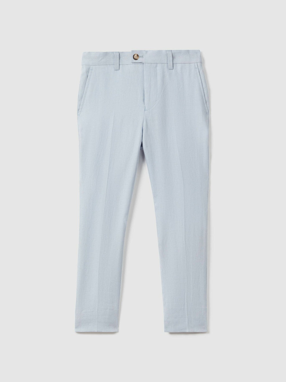 9-13 yrs Slim Fit Linen Adjustable Trousers Soft Blue | Children