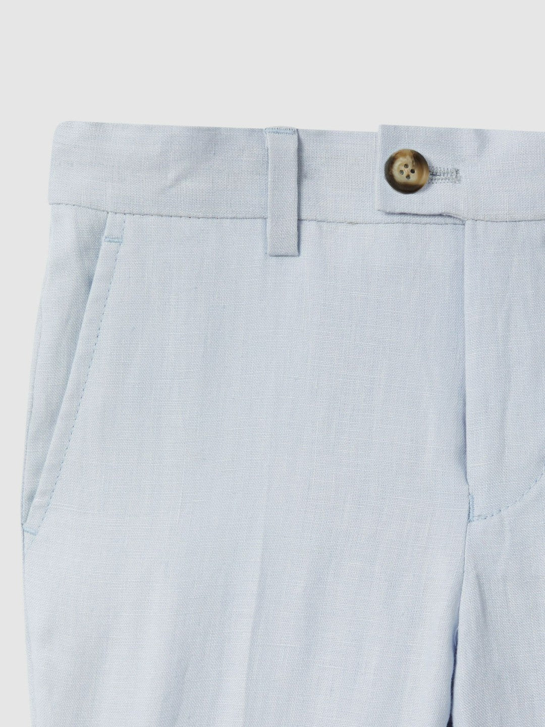 9-13 yrs Slim Fit Linen Adjustable Trousers Soft Blue | Children