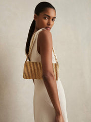 Beaded Removable Strap Shoulder Bag Gold | Womens