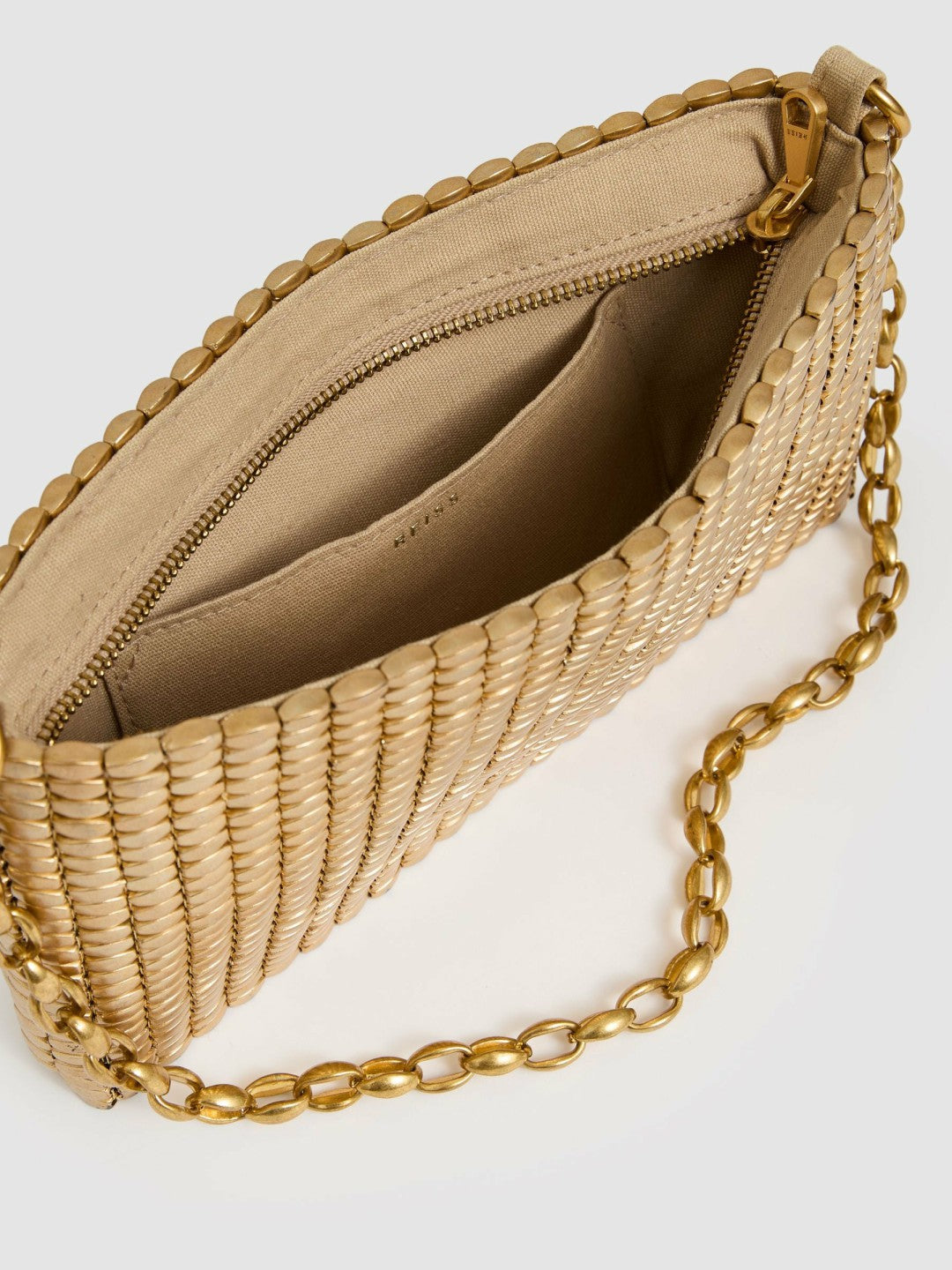 Beaded Removable Strap Shoulder Bag Gold | Womens