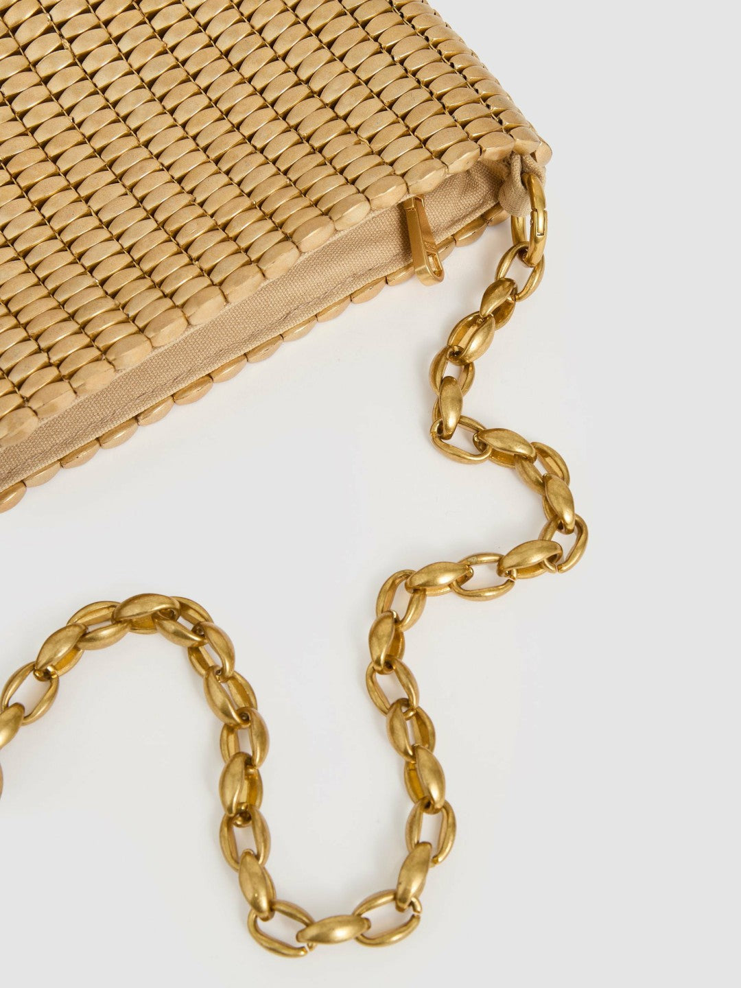 Beaded Removable Strap Shoulder Bag Gold | Womens
