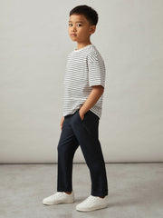 3-9 yrs Relaxed Elasticated Trousers with Turn-Ups Navy | Children
