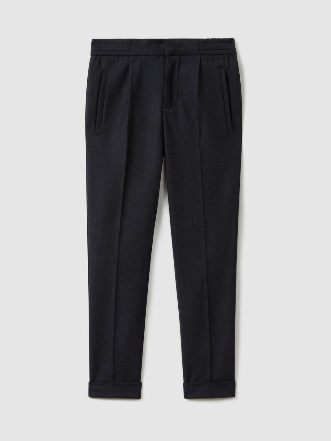 3-9 yrs Relaxed Elasticated Trousers with Turn-Ups Navy | Children