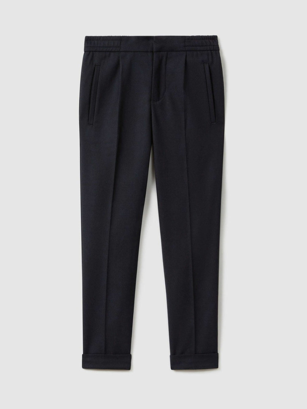 3-9 yrs Relaxed Elasticated Trousers with Turn-Ups Navy | Children