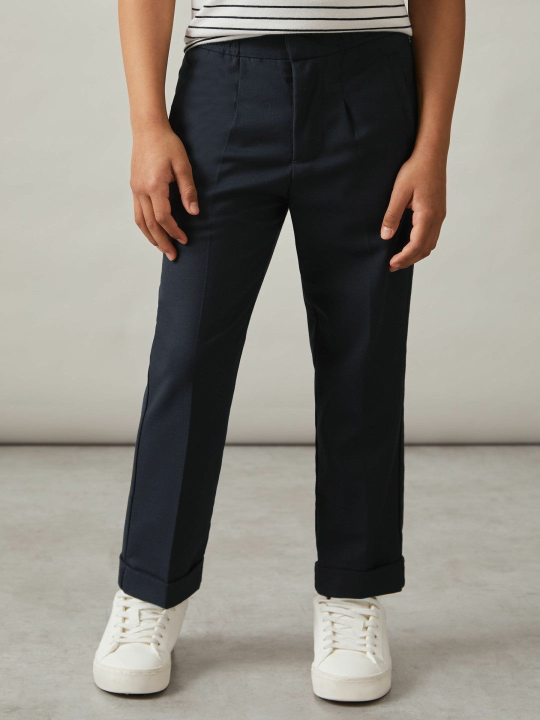 3-9 yrs Relaxed Elasticated Trousers with Turn-Ups Navy | Children