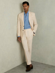 Slim Fit Linen Adjuster Trousers Stone | Mens